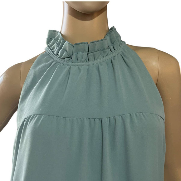 ENTRO Women's Tiered‎ Ruffle High Neck Sleeveless Dress Ties in Back Size Medium - Picture 2 of 9